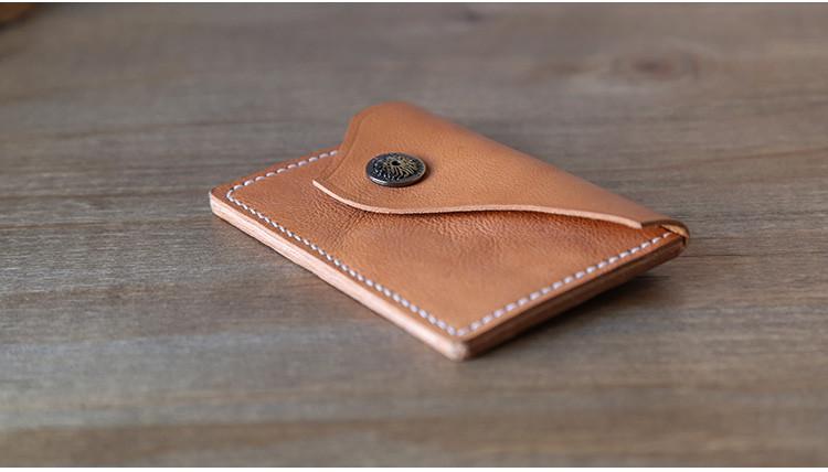 Brown Handmade Men Short Leather Wallet