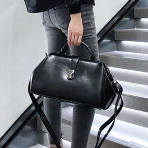 Women s Black Leather Doctor Bag Purse Black Doctors Bag Doctors Black Bag Annie Jewel