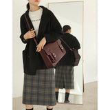 Women's 13" Leather Cambridge Satchel Handle Bag Purse - Annie Jewel