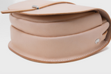 Women's Beige Leather Small Satchel Saddle Bag Purse - Annie Jewel