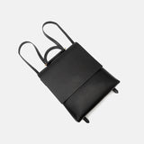 Women's Black Leather Flap Satchel 13" Backpack Laptop Bag Purse - Annie Jewel