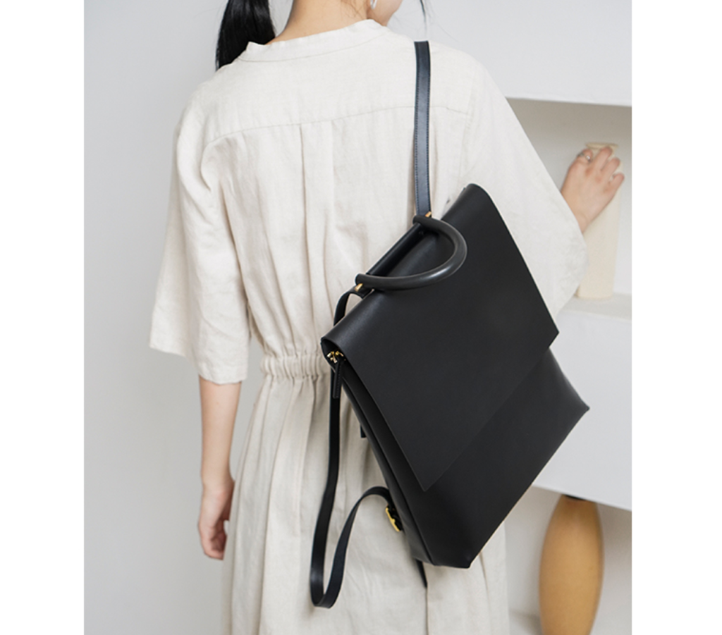 Ladies black leather backpack handbag shop