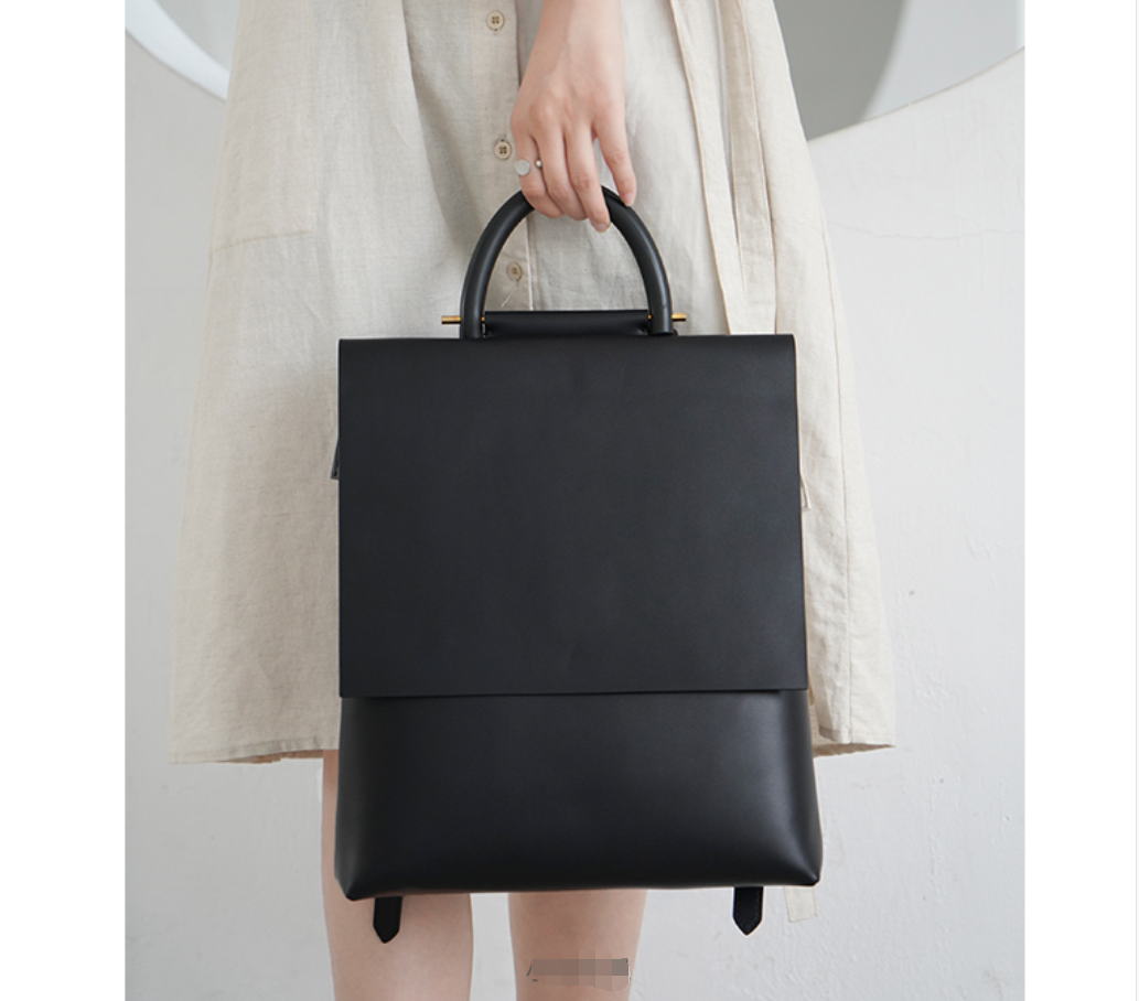 black leather shoulder bag backpack Black Genuine Leather Laptop Backpack For Women leather Backpack Pocketbook