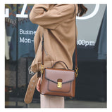Genuine Leather Handle Satchel Bag Purse - Annie Jewel