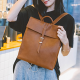 Women's Leather Flap Vertical Satchel Backpack Travel Bag Purse - Annie Jewel