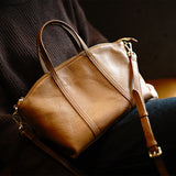 Women's Satchel Handbag Leather Small Tote With Zipper Purse - Annie Jewel