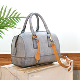 Foggy Wax Leather Boston Handbags Purse - Annie Jewel