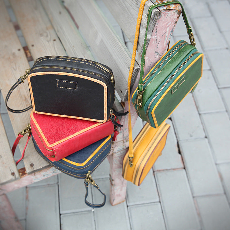 Women s Satchel Zip Around Pocketbook Square Crossbody Bag