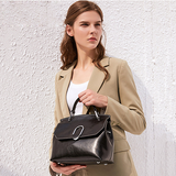 Women's Waxed Leather Satchel Handle Bag Purse - Annie Jewel