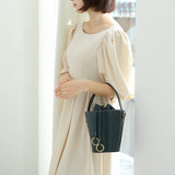 Womens Best Leather Drawstring Handle Bucket Bag Purse - Annie Jewel