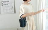 Womens Best Leather Drawstring Handle Bucket Bag Purse - Annie Jewel