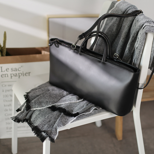 Black Genuine Leather Tote Handbag Annie Jewel