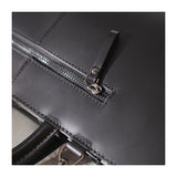 Womens Leather Structured Black 18" Zipper Tote Handbag For Work - Annie Jewel